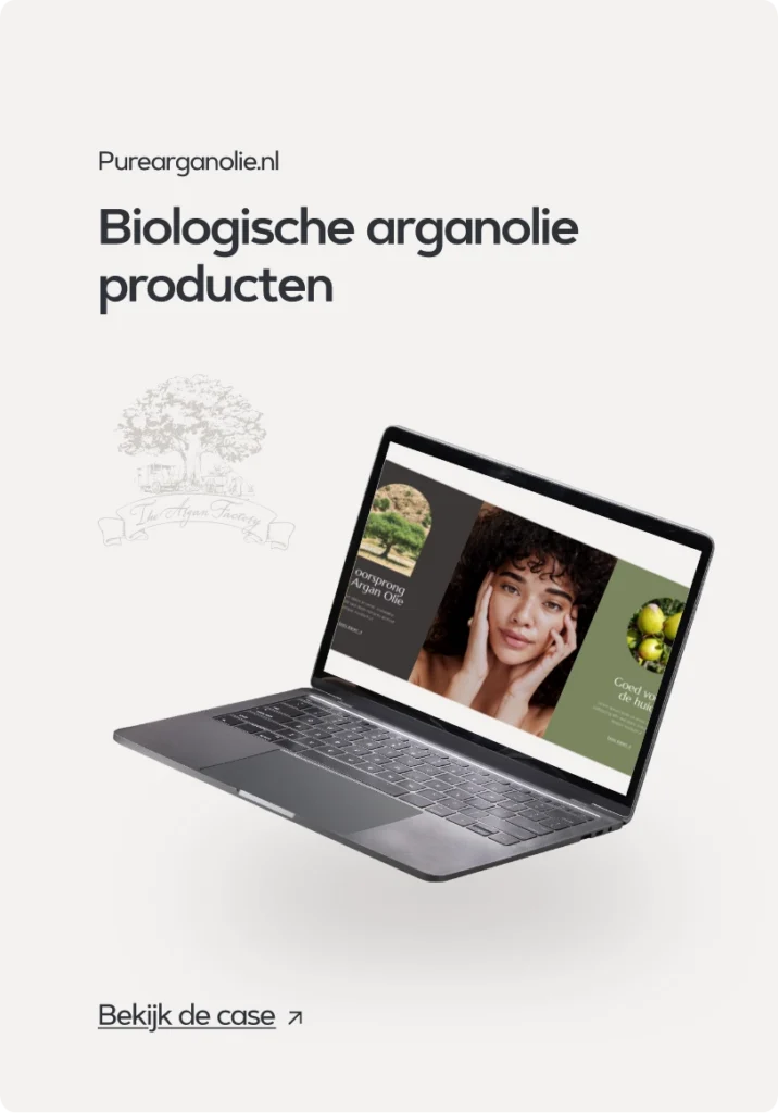 Purearganolie.nl — Biologische arganolie producten, de webshop op een laptop