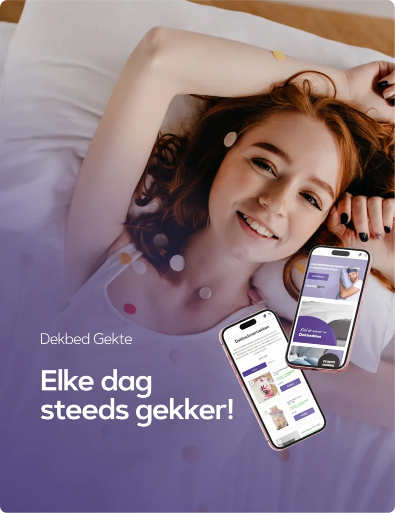 Dekbed Gekte — Elke dag steeds gekker, de webshop op twee telefoons