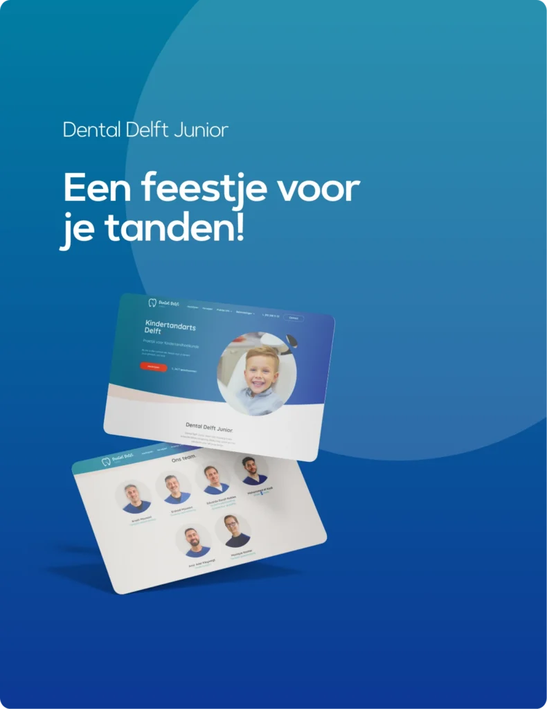 Dental Delft Junior — Een feestje voor je tanden, de website van de kindertandarts op twee schermen