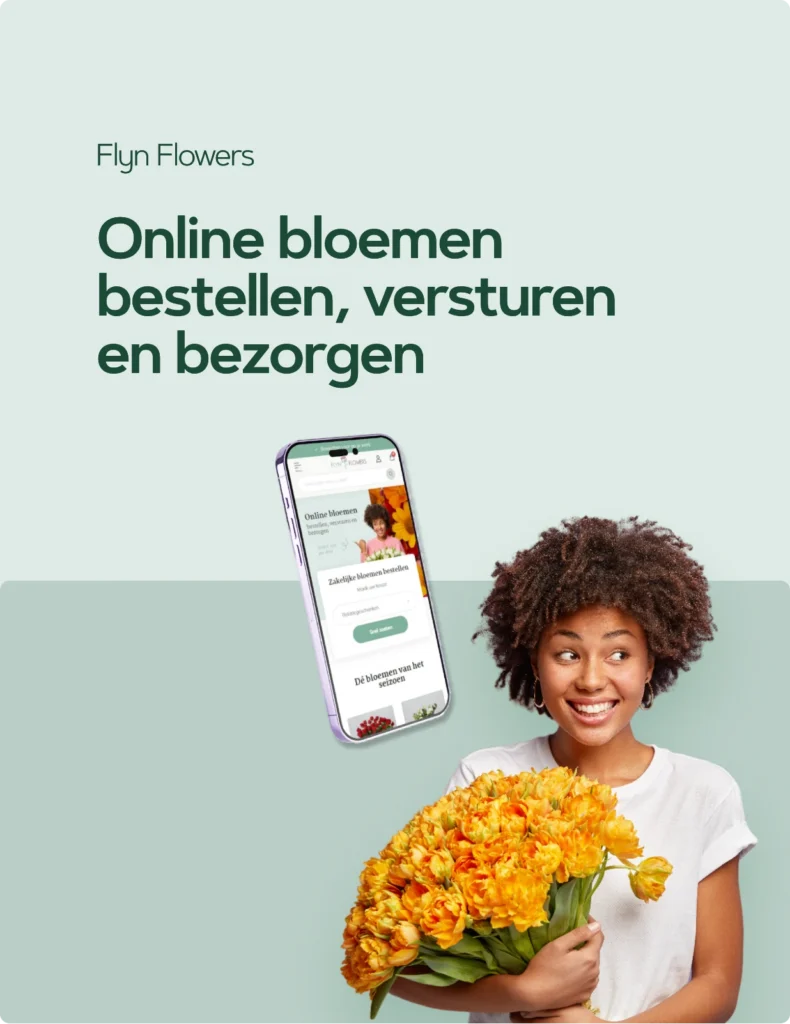 Flyn Flowers — Online bloemen bestellen, versturen en bezorgen, de webshop op een telefoon
