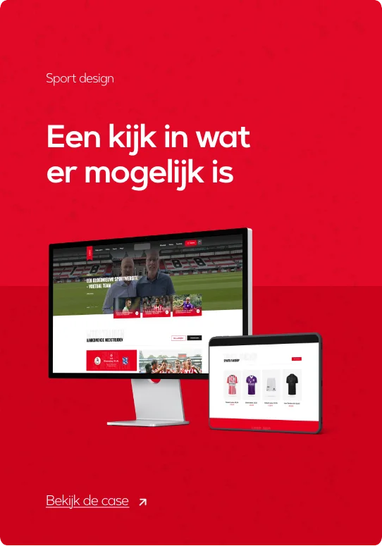Sport design — Een kijk in wat er mogelijk is, een sportwebsite met webshop op een beeldscherm en een tablet