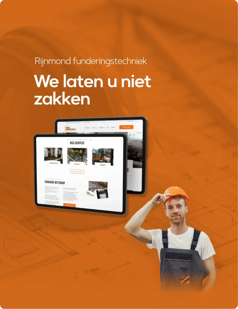 Rijnmond Funderingstechniek — We laten u niet zakken, de website op twee tablets