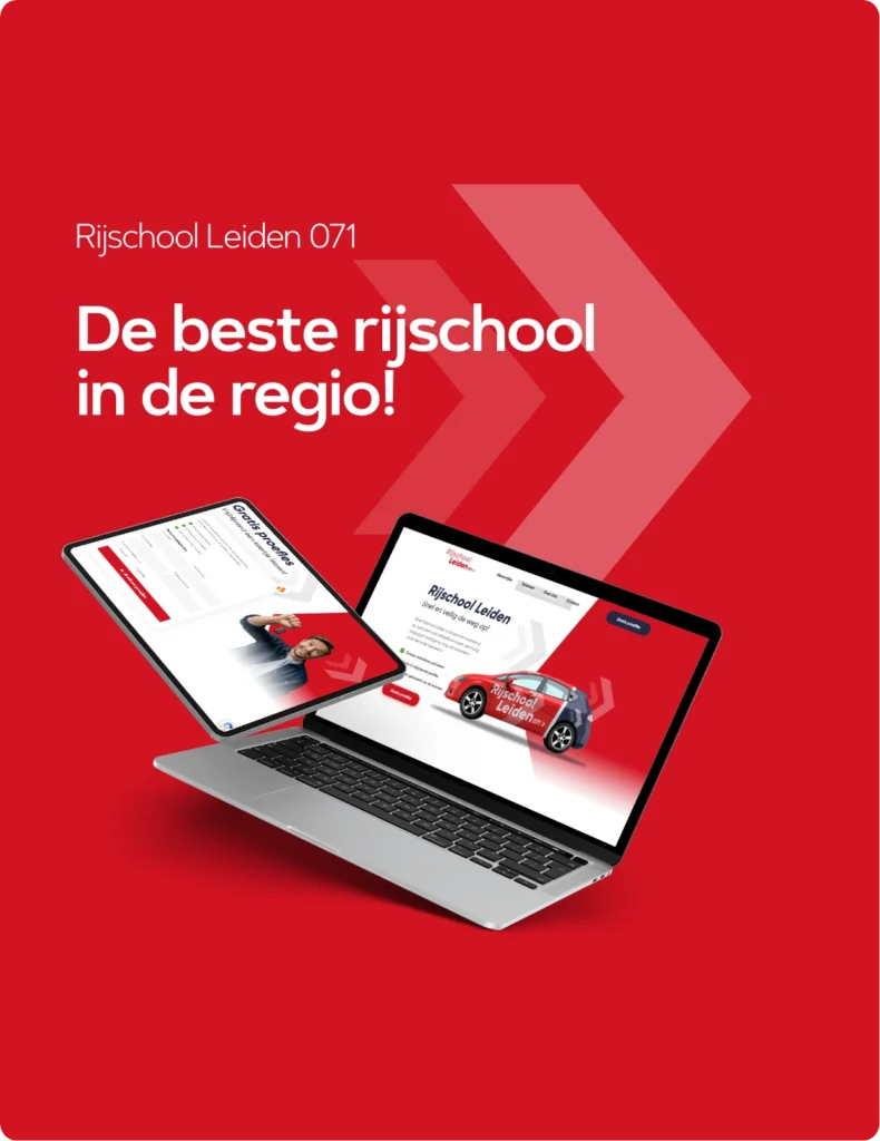 Rijschool Leiden 071 — De beste rijschool in de regio, de website op een laptop en een tablet
