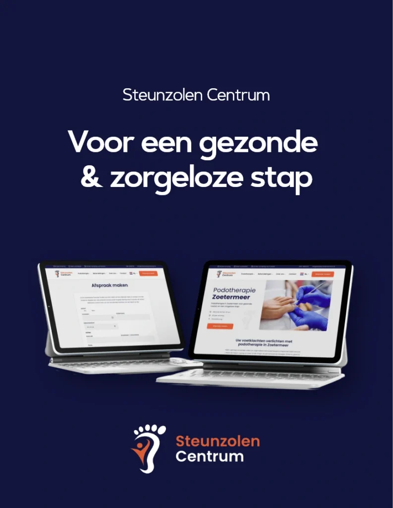 Steunzolen Centrum — Voor een gezonde & zorgeloze stap, de website op twee tablets