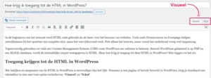 De klassieke WordPress-editor met het tabblad Visueel geselecteerd