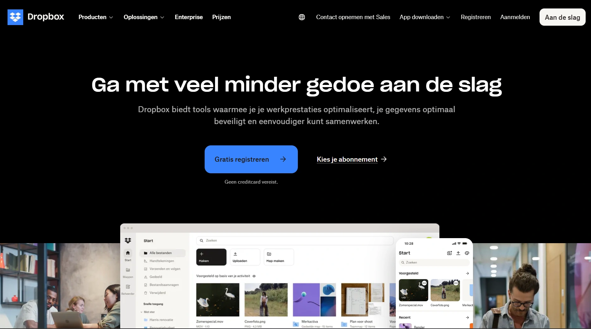 Een voordeeld van correct kleurgebruik in marketing (Dropbox)