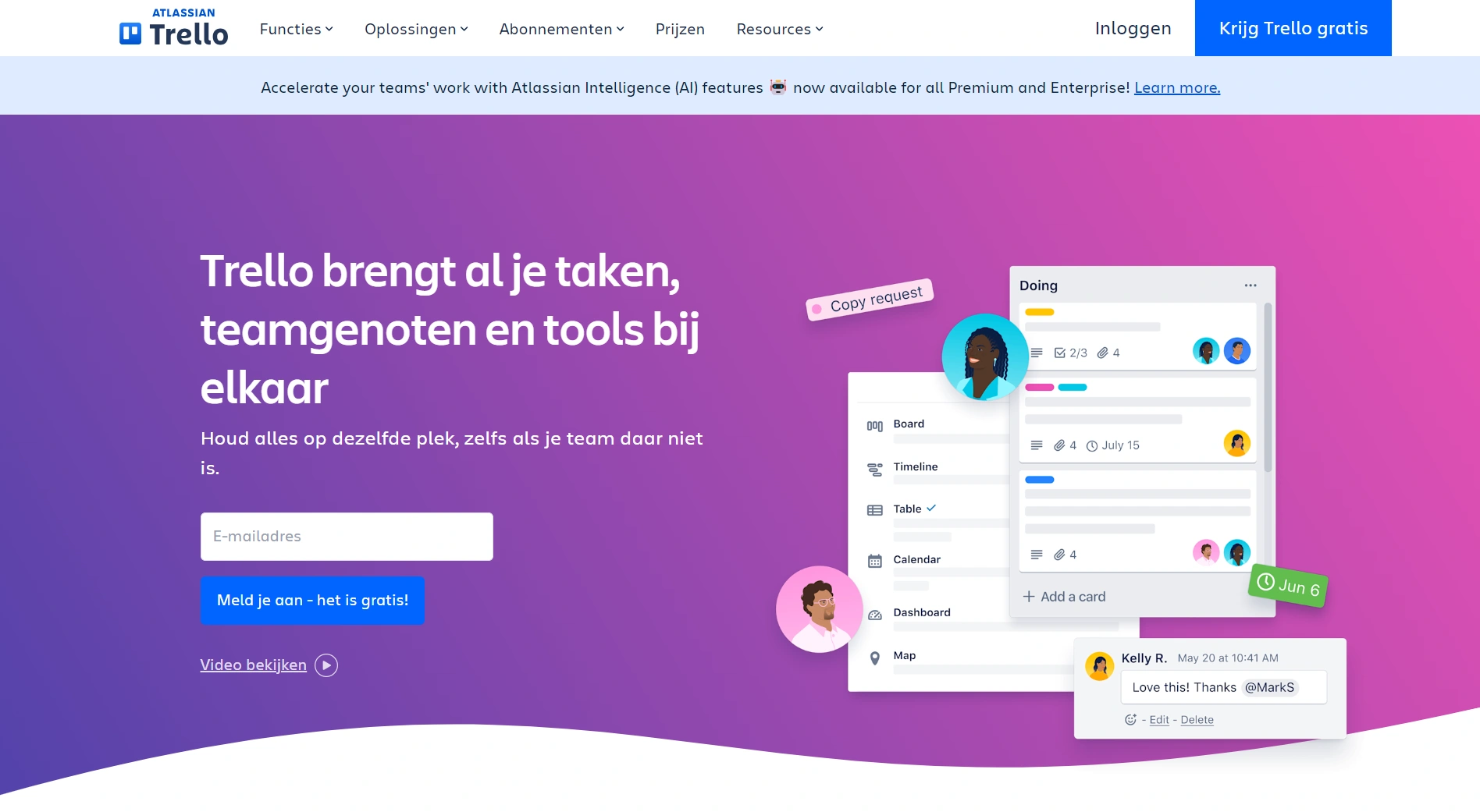 Een voorbeeld van correct kleurgebruik in marketing (Trello))